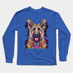 Belgian Shepherd Dog Color Nebula Art Long Sleeve T-Shirt